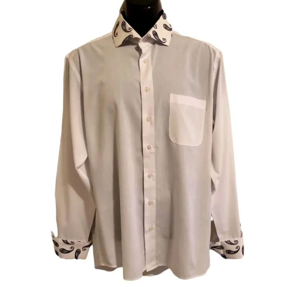 Men's Button Up Shirt by Karl Knox Wht2 (size 16.5 36/37)